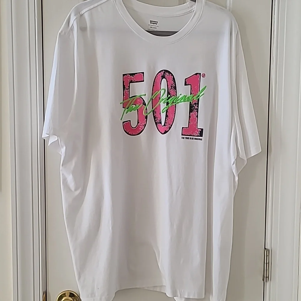 LEVI'S MENS BIG AND TALL WHITE RELAXED FIT SIGNATURE T-SHIRT SIZE XXL